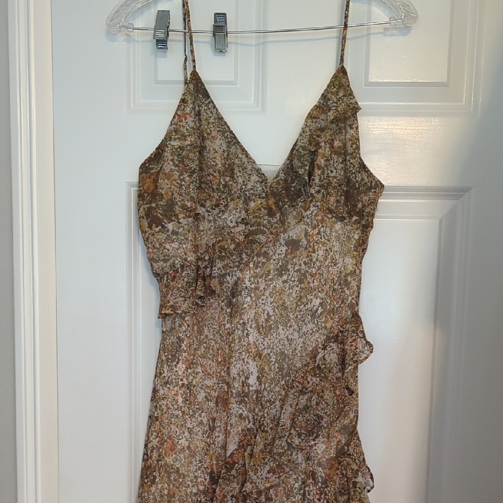 Brown Tan Maxi Slip Dress for Cocktail Nights